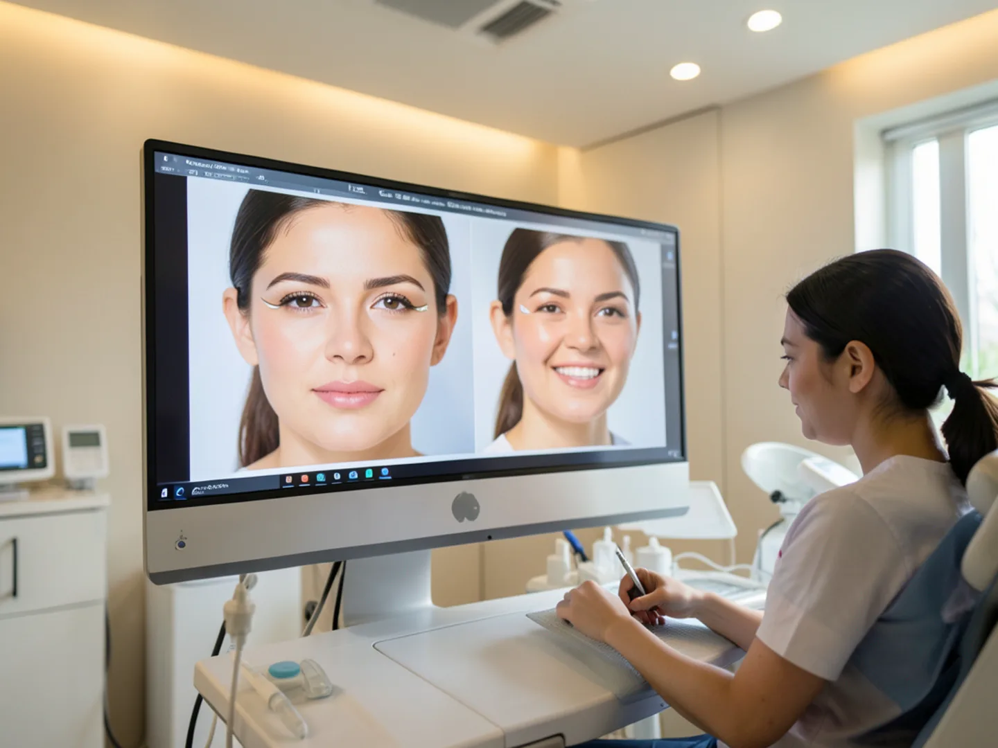 Digital smile design software previewing cosmetic veneer aesthetic results