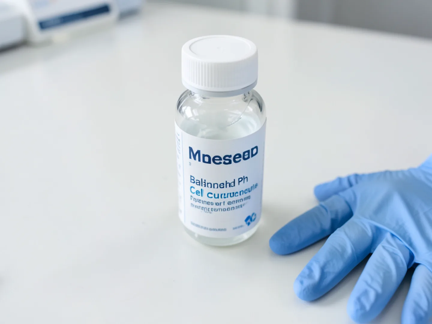 Dedicated tooth transport preservation medium bottle on clinical counter