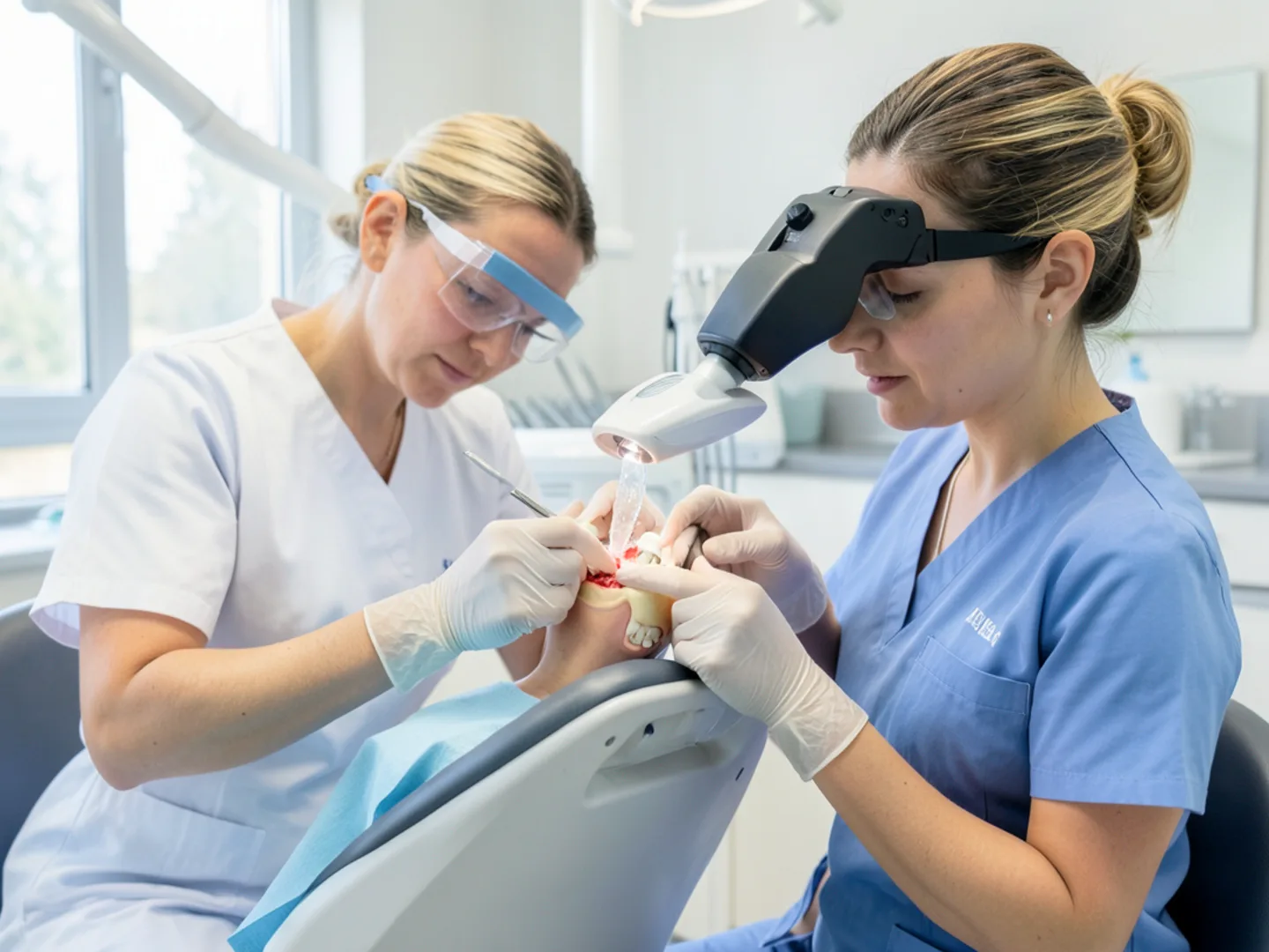 Dentist providing gentle emergency relief for severe toothache